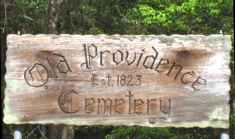 Close-up Old Providence Cemetery Sign