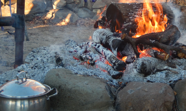 Fire and Pot of Potatoes