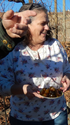 Phyllis Fries with sweet
          pickles